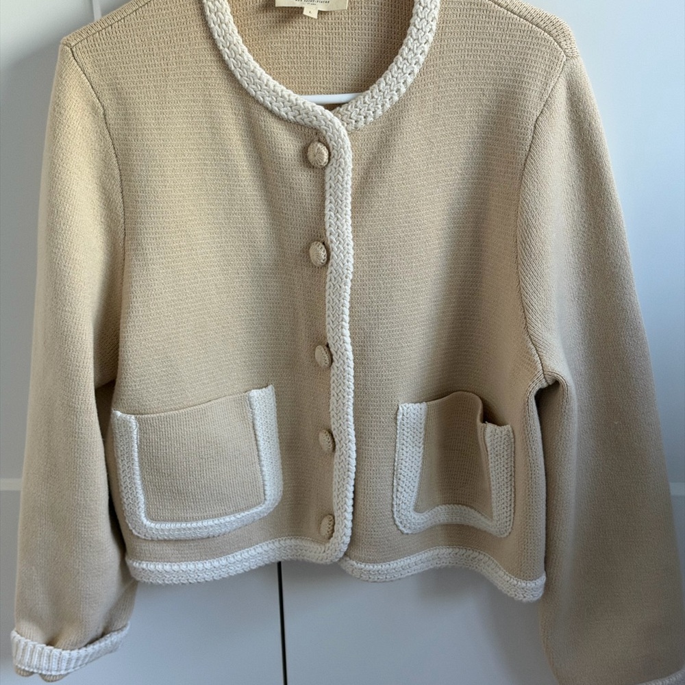 Sezane Auguste - Cream and Ivory Knit Cardigan
